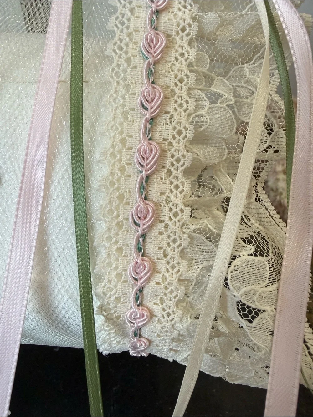 Hand Crafted Cream and Pink Floral Hand Towel & Spare Toilet Paper Holder